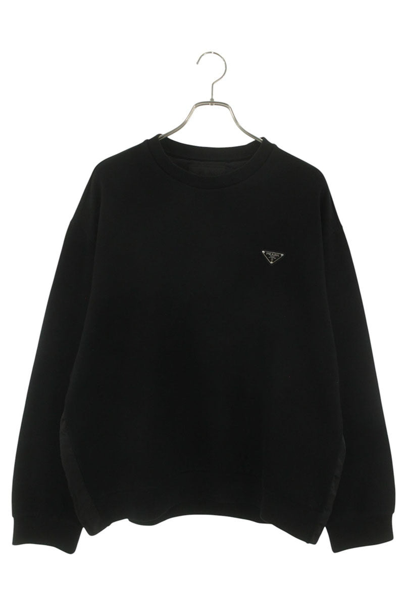 PRADA Logo Plate Crewneck Sweatshirt Black Size L