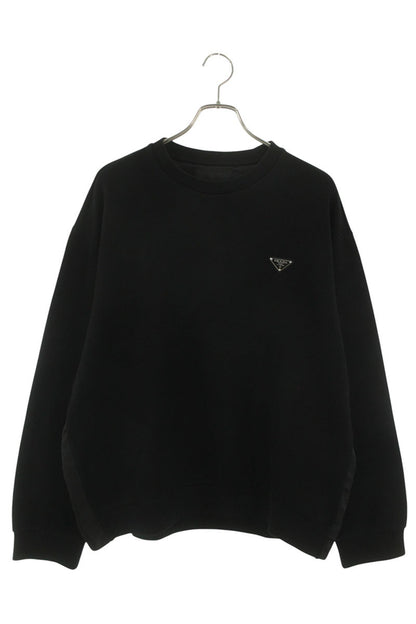 PRADA Logo Plate Crewneck Sweatshirt Black Size L