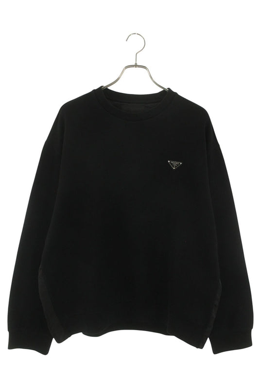PRADA Logo Plate Crewneck Sweatshirt Black Size L