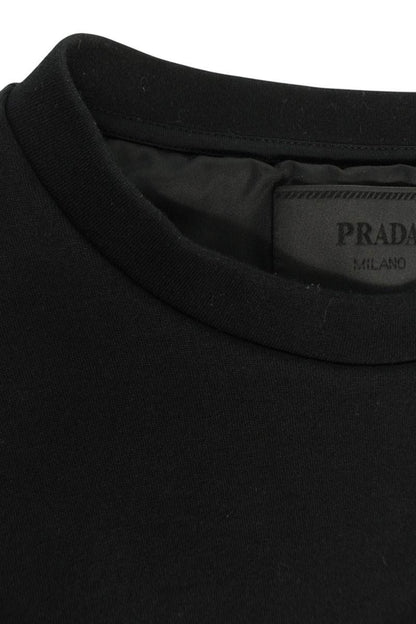 PRADA Logo Plate Crewneck Sweatshirt Black Size L