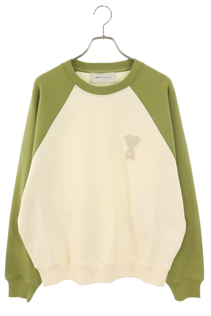 AMI 26SS Embroidered Sweatshirt Green x White Size XL