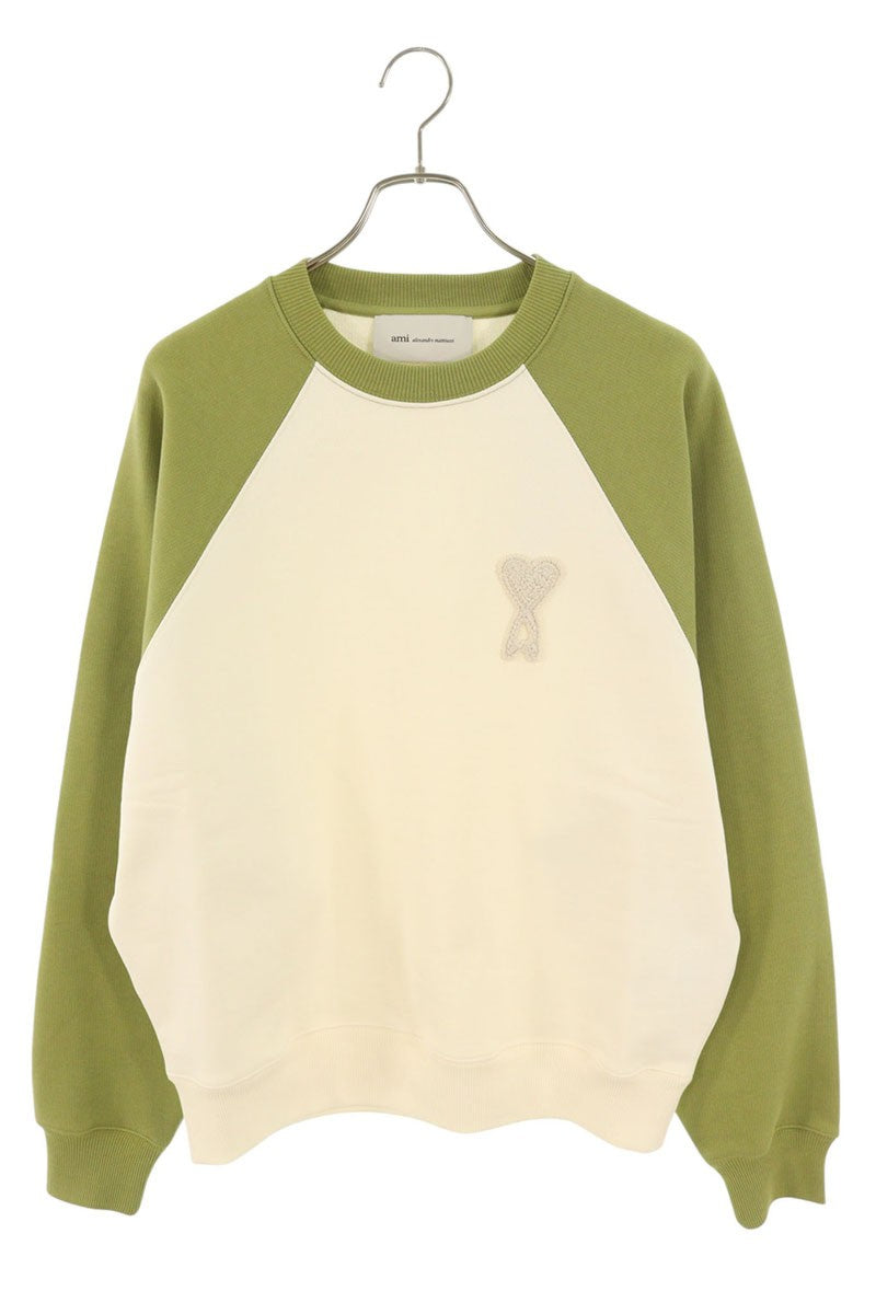 AMI 26SS Embroidered Sweatshirt Green x White Size L
