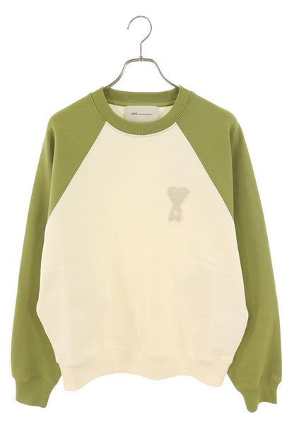 AMI 26SS Embroidered Sweatshirt Green x White Size L