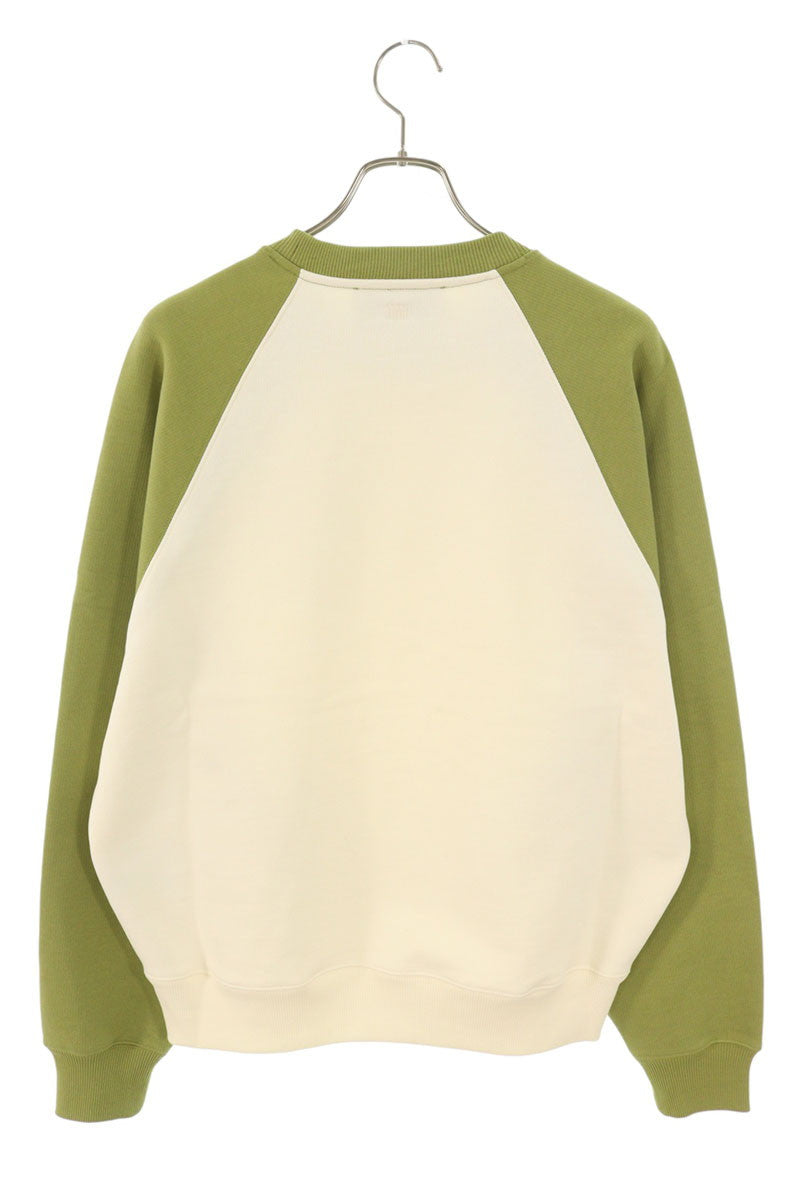 AMI 26SS Embroidered Sweatshirt Green x White Size L