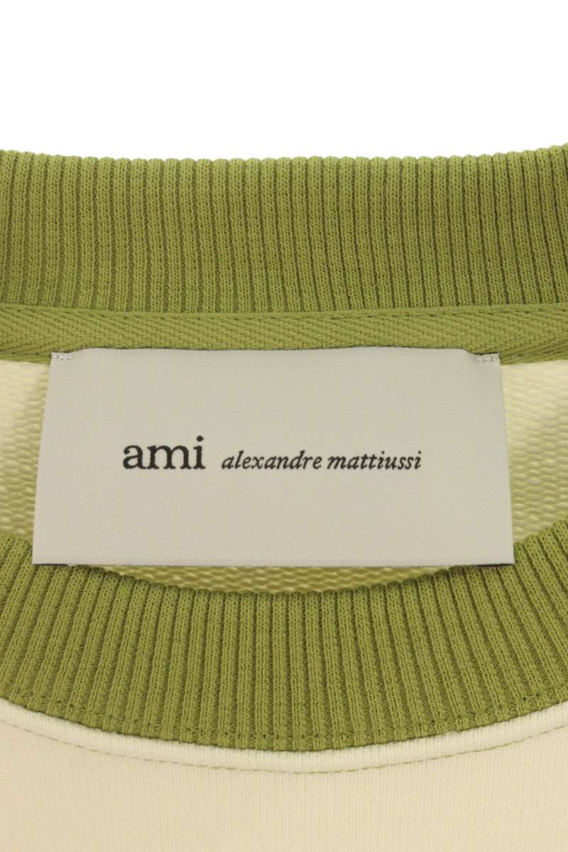 AMI 26SS Embroidered Sweatshirt Green x White Size L