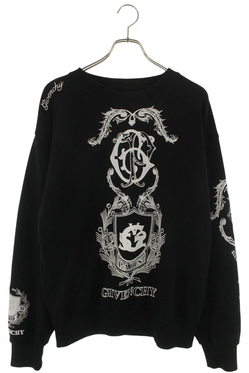 GIVENCHY Crest Logo Loose Fit Cotton Sweatshirt Black Size S