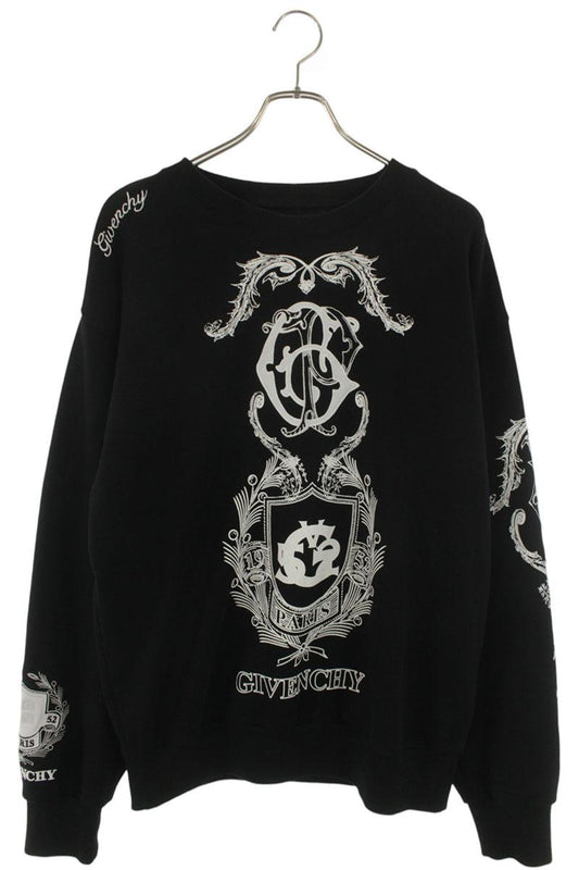 GIVENCHY Crest Logo Loose Fit Cotton Sweatshirt Black Size S