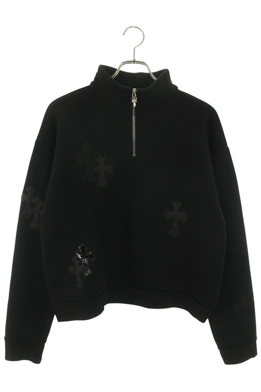 Chrome Hearts Y NOT Leather Cross Half-Zip Sweat Size S