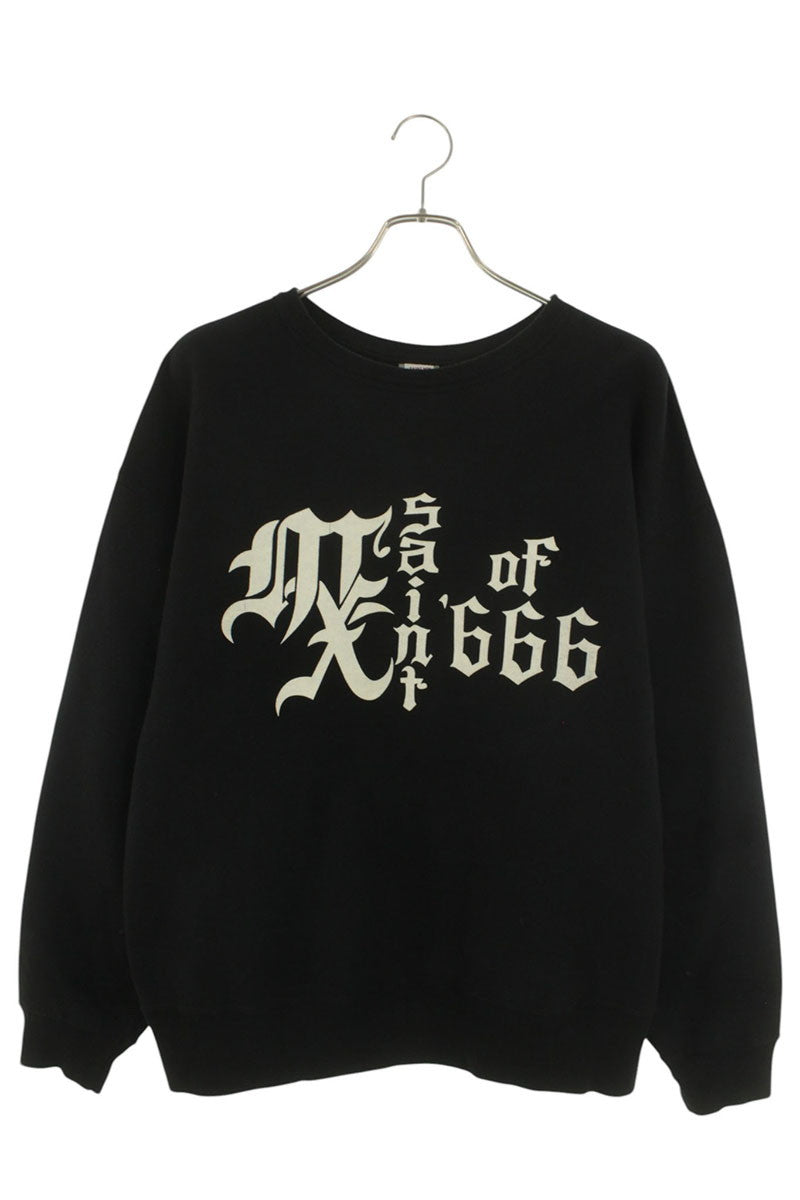 SAINT MICHAEL Front Logo Crewneck Sweatshirt Black Size L