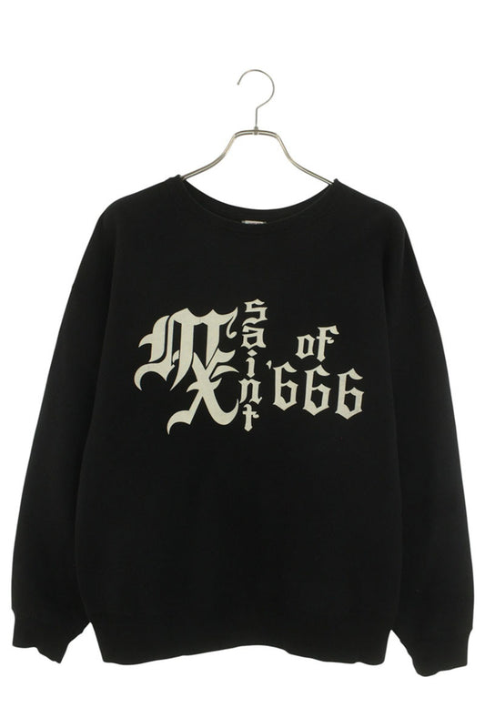 SAINT MICHAEL Front Logo Crewneck Sweatshirt Black Size L
