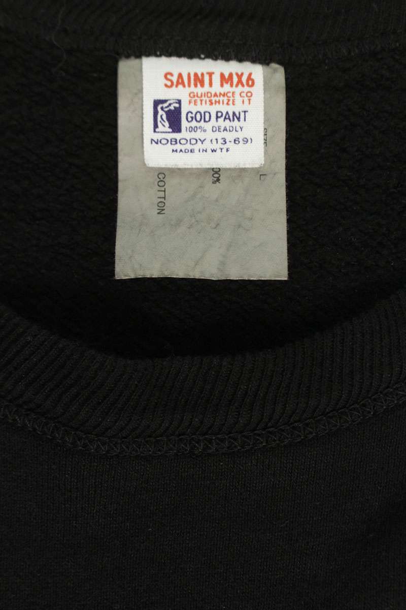 SAINT MICHAEL Front Logo Crewneck Sweatshirt Black Size L