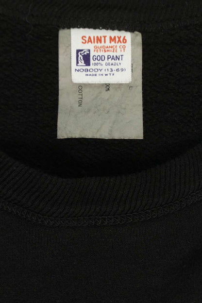 SAINT MICHAEL Front Logo Crewneck Sweatshirt Black Size L