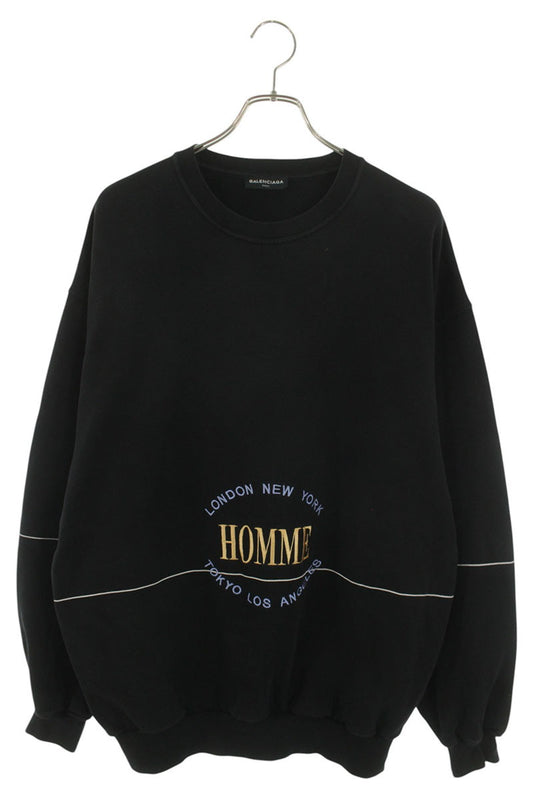Balenciaga 17AW HOMME Embroidered Oversized Sweatshirt Black Size S