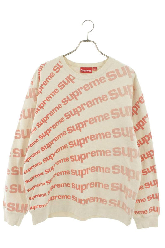 Supreme 20SS Radial Crewneck Logo All-Over Print Sweatshirt Beige x Red Size L