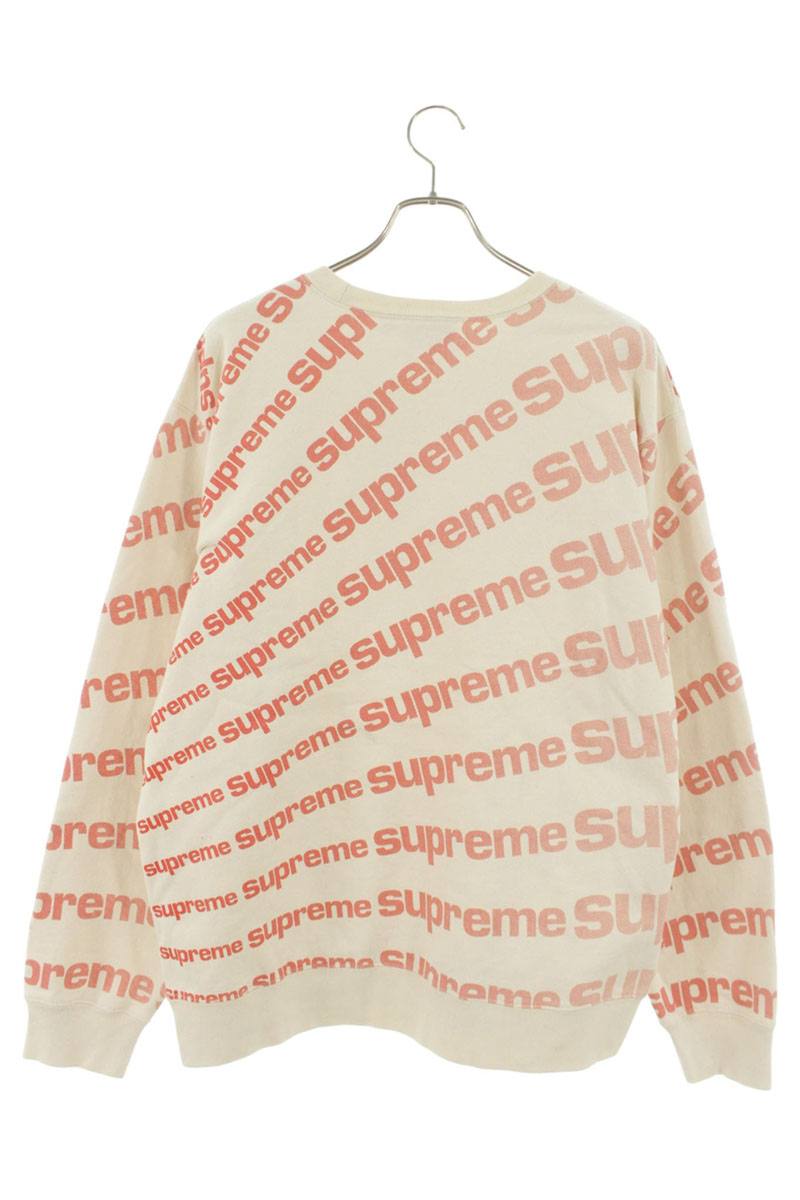 Supreme 20SS Radial Crewneck Logo All-Over Print Sweatshirt Beige x Red Size L