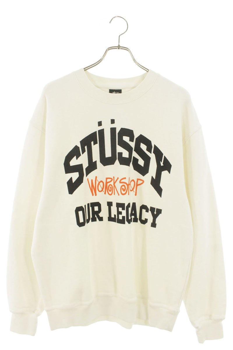 STUSSY Front Print Cotton Sweatshirt White Size L