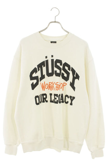 STUSSY Front Print Cotton Sweatshirt White Size L