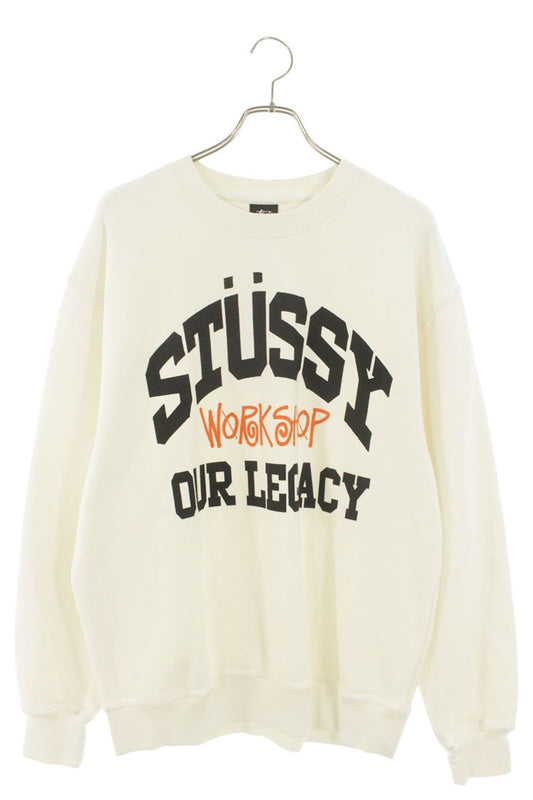 STUSSY Front Print Cotton Sweatshirt White Size L