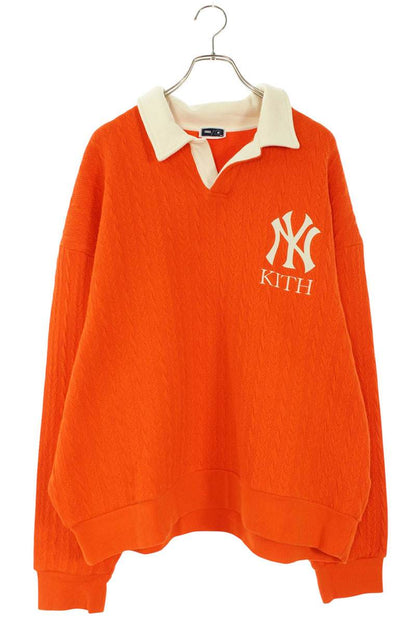 KITH Cable Fleece Polo Sweatshirt Orange Off-White Size XXL