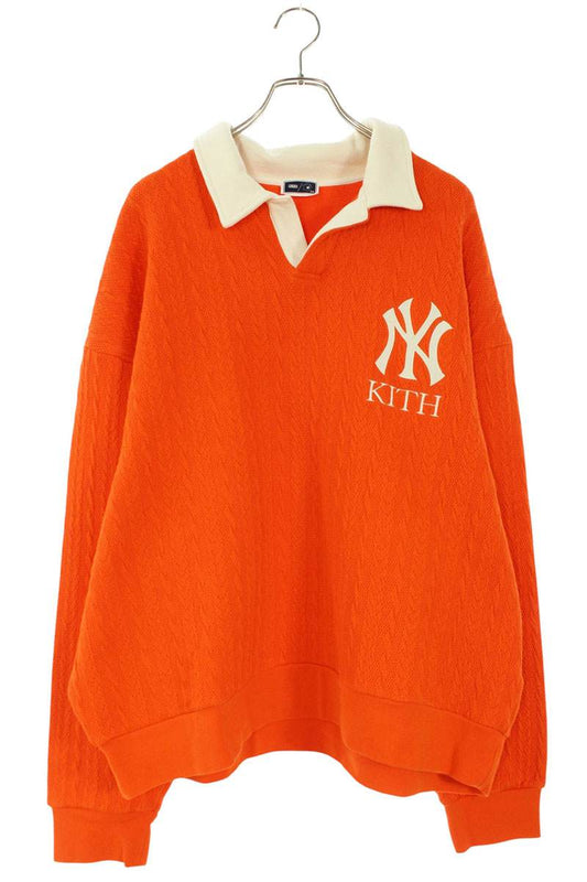 KITH Cable Fleece Polo Sweatshirt Orange Off-White Size XXL