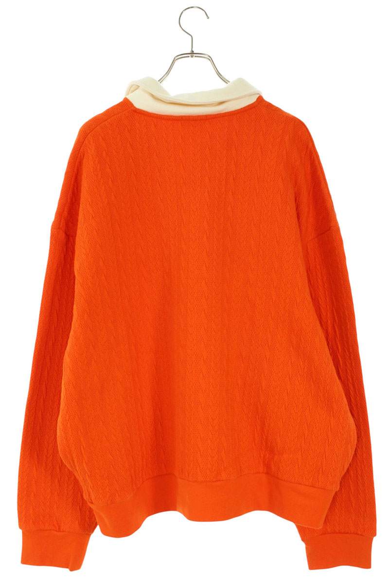 KITH Cable Fleece Polo Sweatshirt Orange Off-White Size XXL