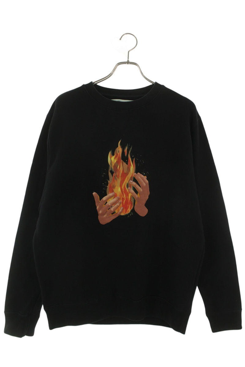 OFF-WHITE Fire Print Cotton Sweatshirt Black Size M