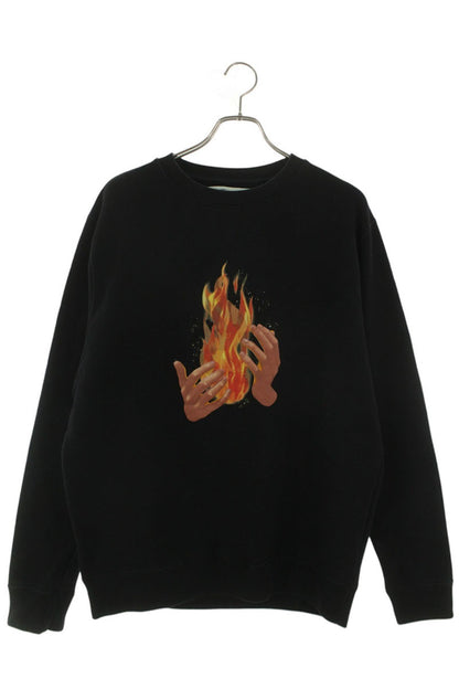 OFF-WHITE Fire Print Cotton Sweatshirt Black Size M