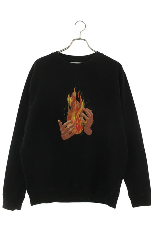 OFF-WHITE Fire Print Cotton Sweatshirt Black Size M