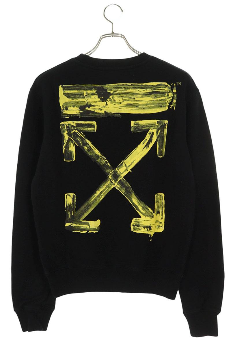OFF-WHITE Back Arrow Cotton Sweatshirt Black Yellow Size XS