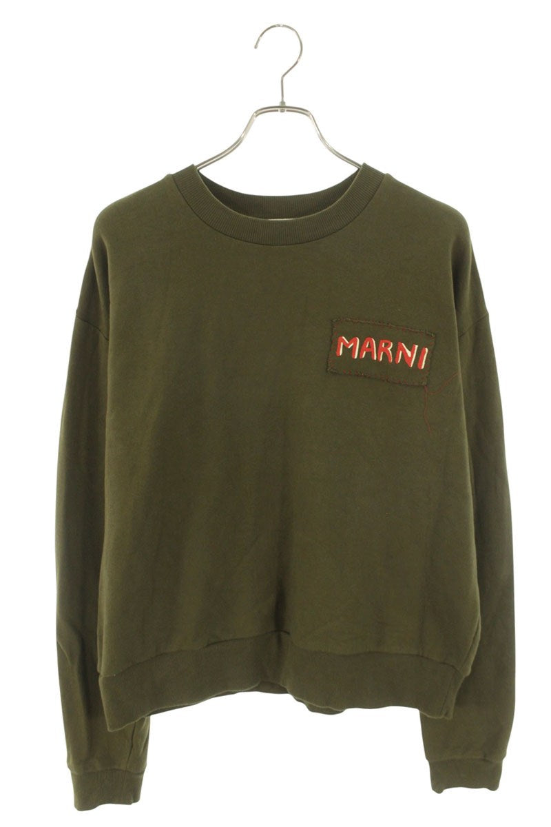 Marni 25AW Olive Logo Print Patch Crewneck Sweatshirt Size S