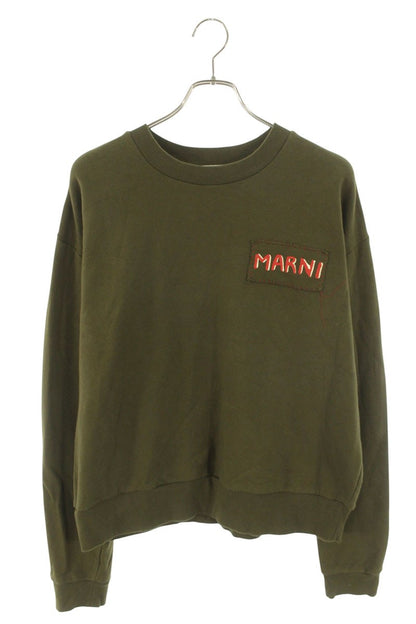 Marni 25AW Olive Logo Print Patch Crewneck Sweatshirt Size S