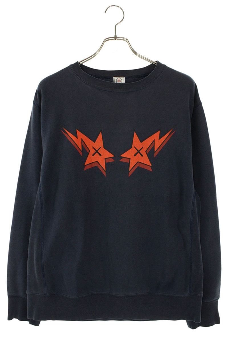 Bape x Kaws Print Sweatshirt Blue Size M