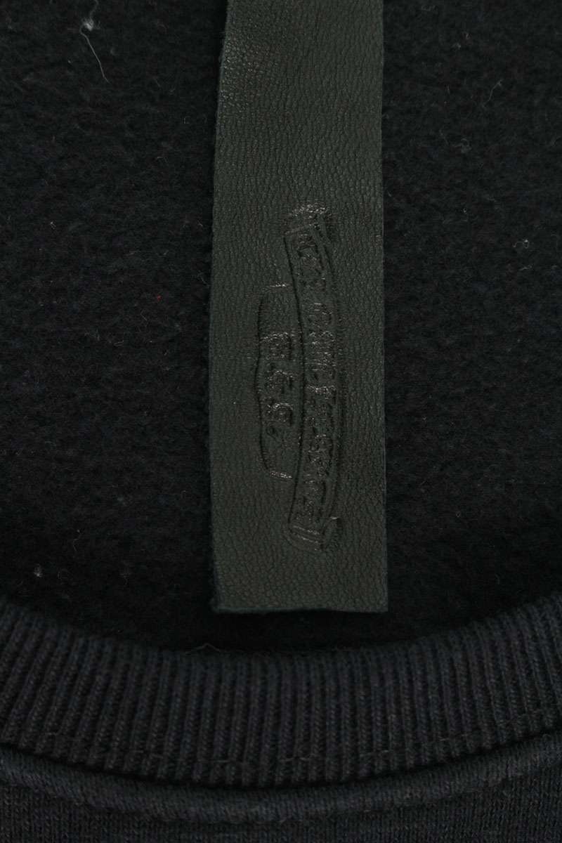 Chrome Hearts Cross Patch Leather Sleeve Sweatshirt Size L