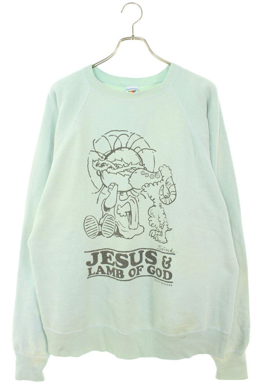 Saint Michael Vintage JESUS Print Sweatshirt Blue Size XL