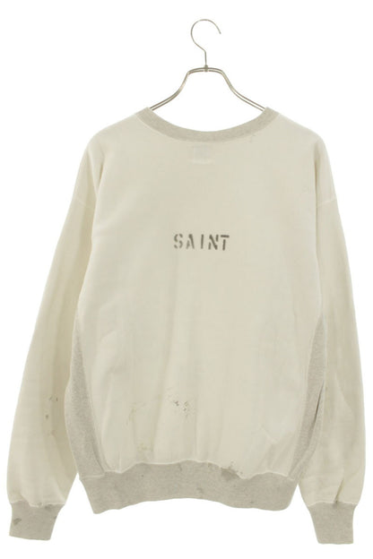 Saint Michael 22SS Vintage College Sweatshirt Gray x White Size M