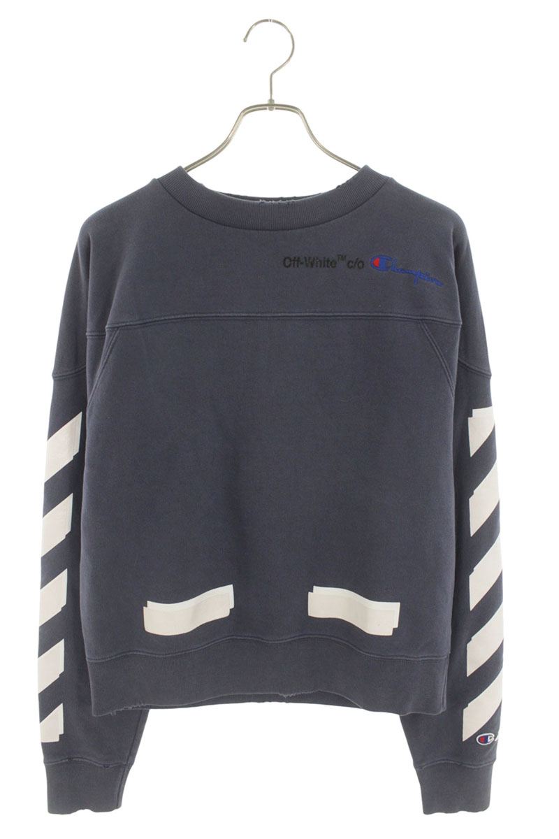 OFF-WHITE x Champion Back Arrow Print Sweatshirt Blue Size M