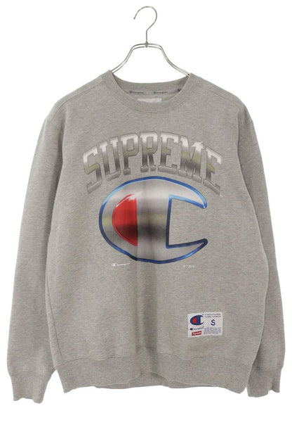 SUPREME 19SS Chrome Crewneck Logo Print Sweatshirt Size S
