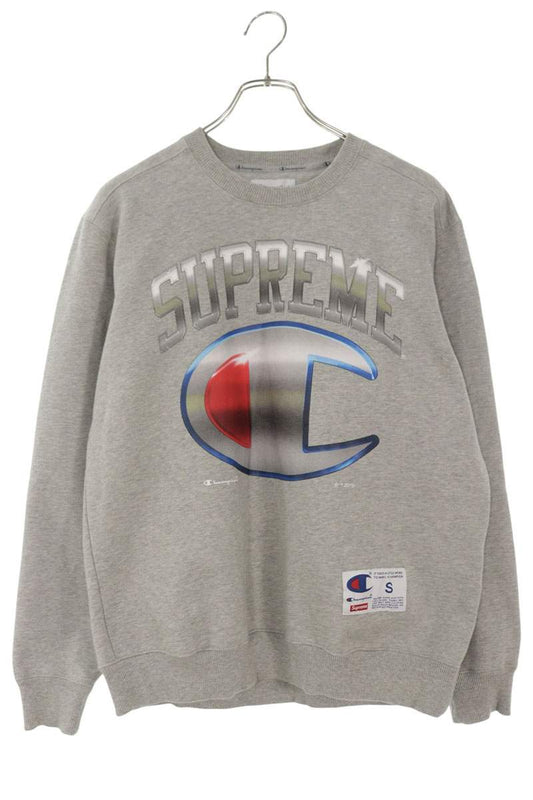 SUPREME 19SS Chrome Crewneck Logo Print Sweatshirt Size S