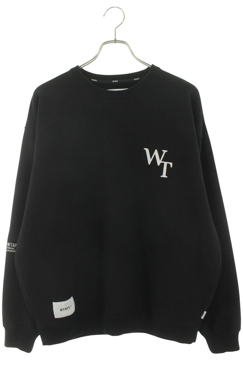 WTAPS 26SS Black Cotton Front Logo Sweatshirt Size XL