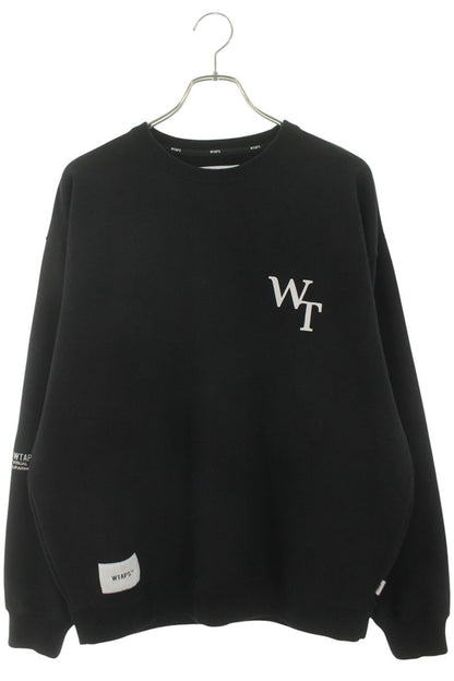 WTAPS 26SS Black Cotton Front Logo Sweatshirt Size XL