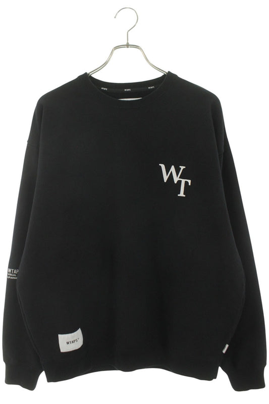WTAPS 26SS Black Cotton Front Logo Sweatshirt Size XL