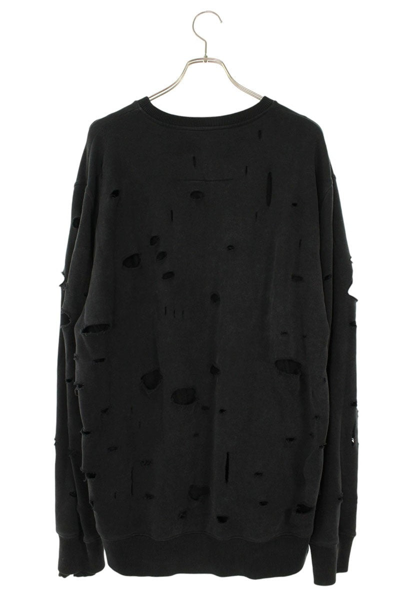 GIVENCHY Distressed Print Cotton Sweatshirt Black Size L