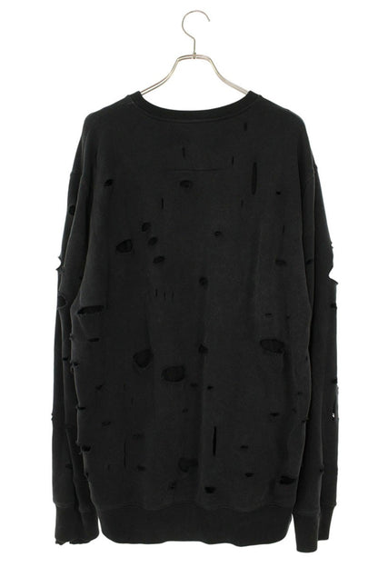 GIVENCHY Distressed Print Cotton Sweatshirt Black Size L