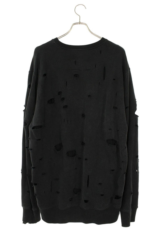 GIVENCHY Distressed Print Cotton Sweatshirt Black Size L