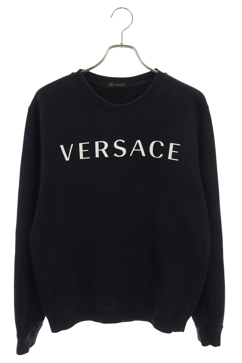 Versace Logo Print Cotton Sweatshirt Black Size L