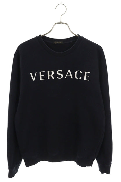 Versace Logo Print Cotton Sweatshirt Black Size L