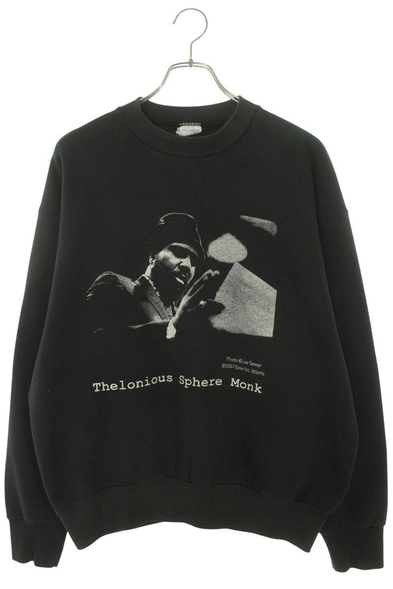 VINTAGE Thelonious Monk Front Print Sweatshirt Black Size L