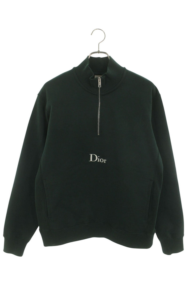 DIOR 26SS Cotton Zip Neck Sweatshirt Green Size S
