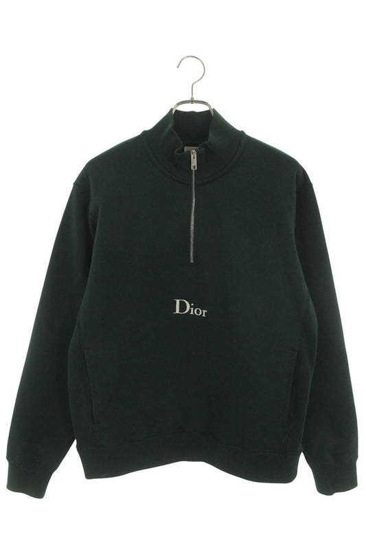DIOR 26SS Cotton Zip Neck Sweatshirt Green Size S