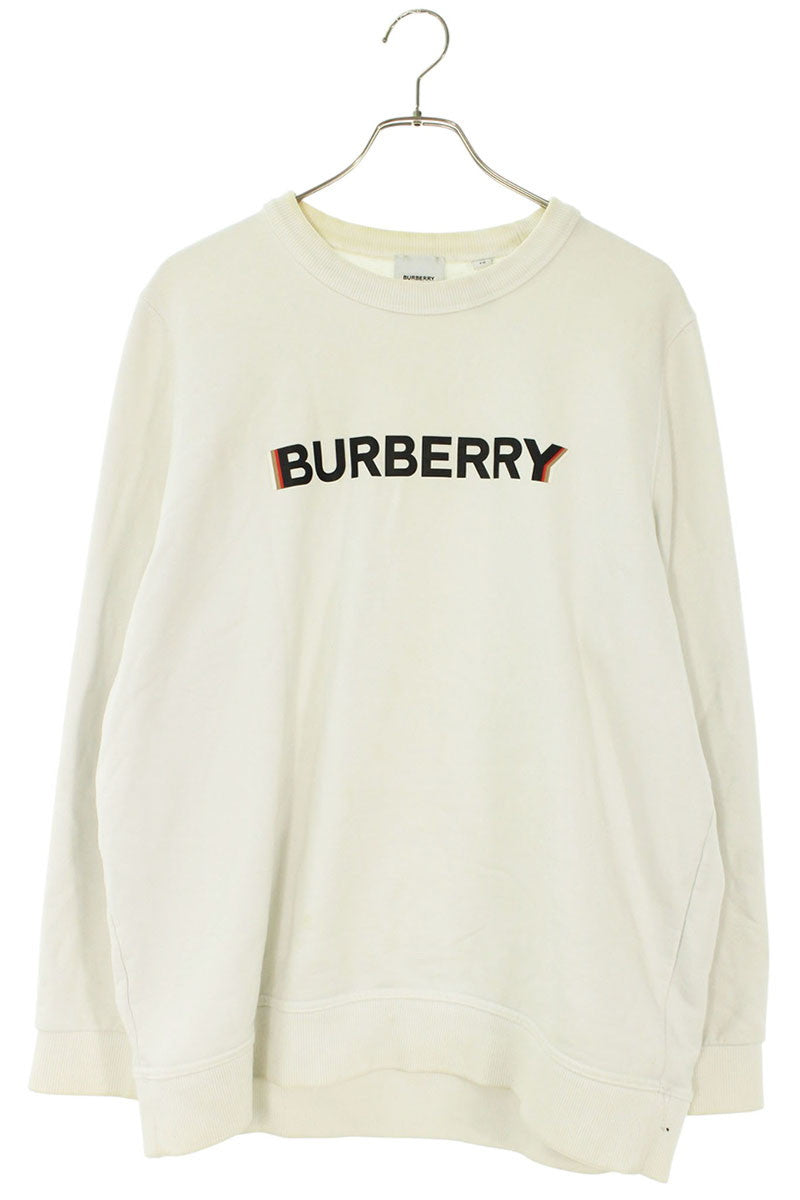 Burberry Front Logo Print Cotton Sweatshirt White Size XL